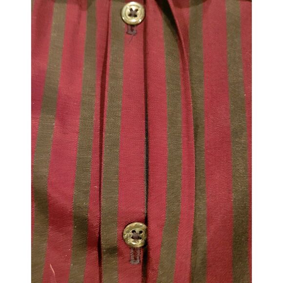 USA Made St Remo New York Mens Mandarin Collar LS Rayon Shirt Burgundy Charcoal - Picture 5 of 7